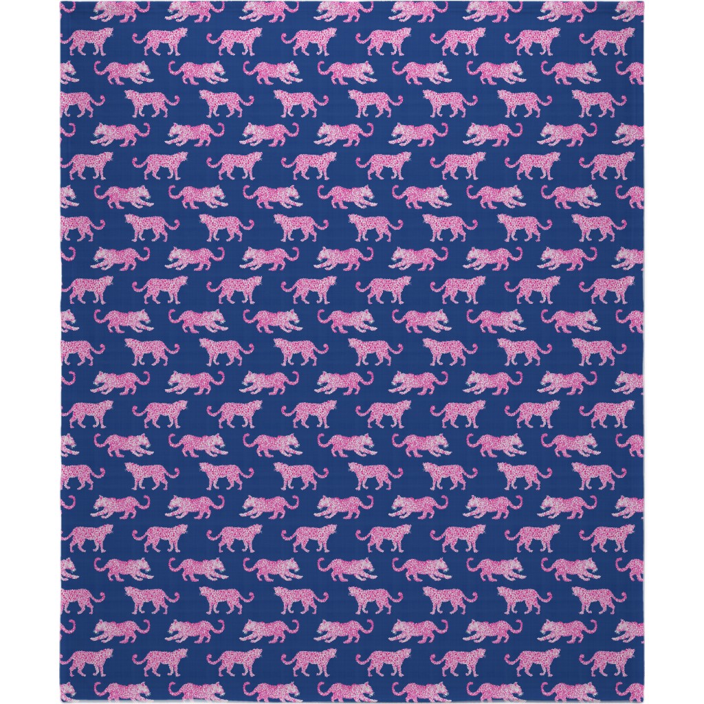 Leopard Parade Blanket, Sherpa, 50x60, Blue