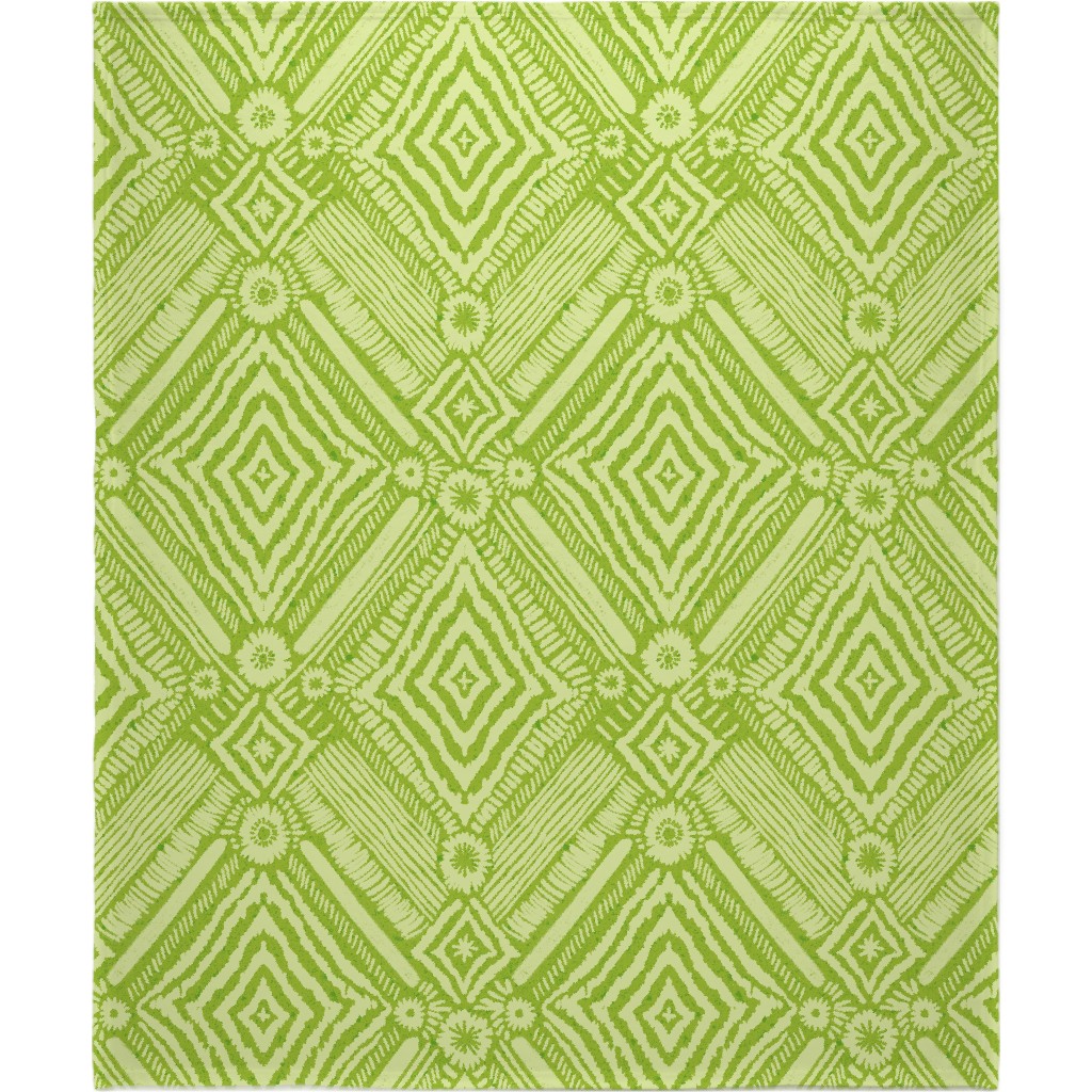 Textural Diamonds - Green Blanket, Sherpa, 50x60, Green