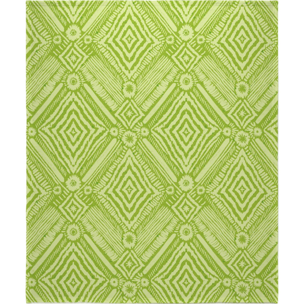 Textural Diamonds - Green Blanket, Sherpa, 50x60, Green