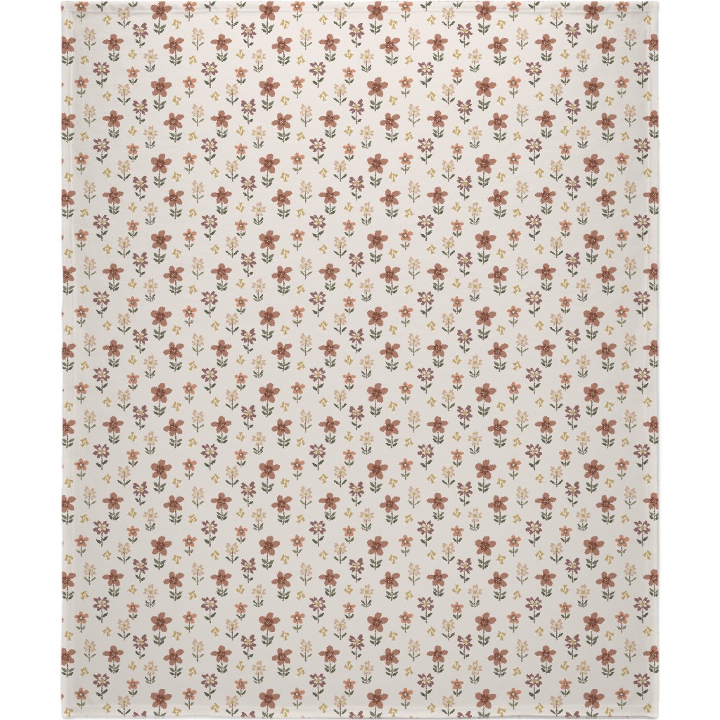 Cute Daisies & Foxgloves Floral - Earth Tones Blanket, Sherpa, 50x60, Pink, Bright Pink