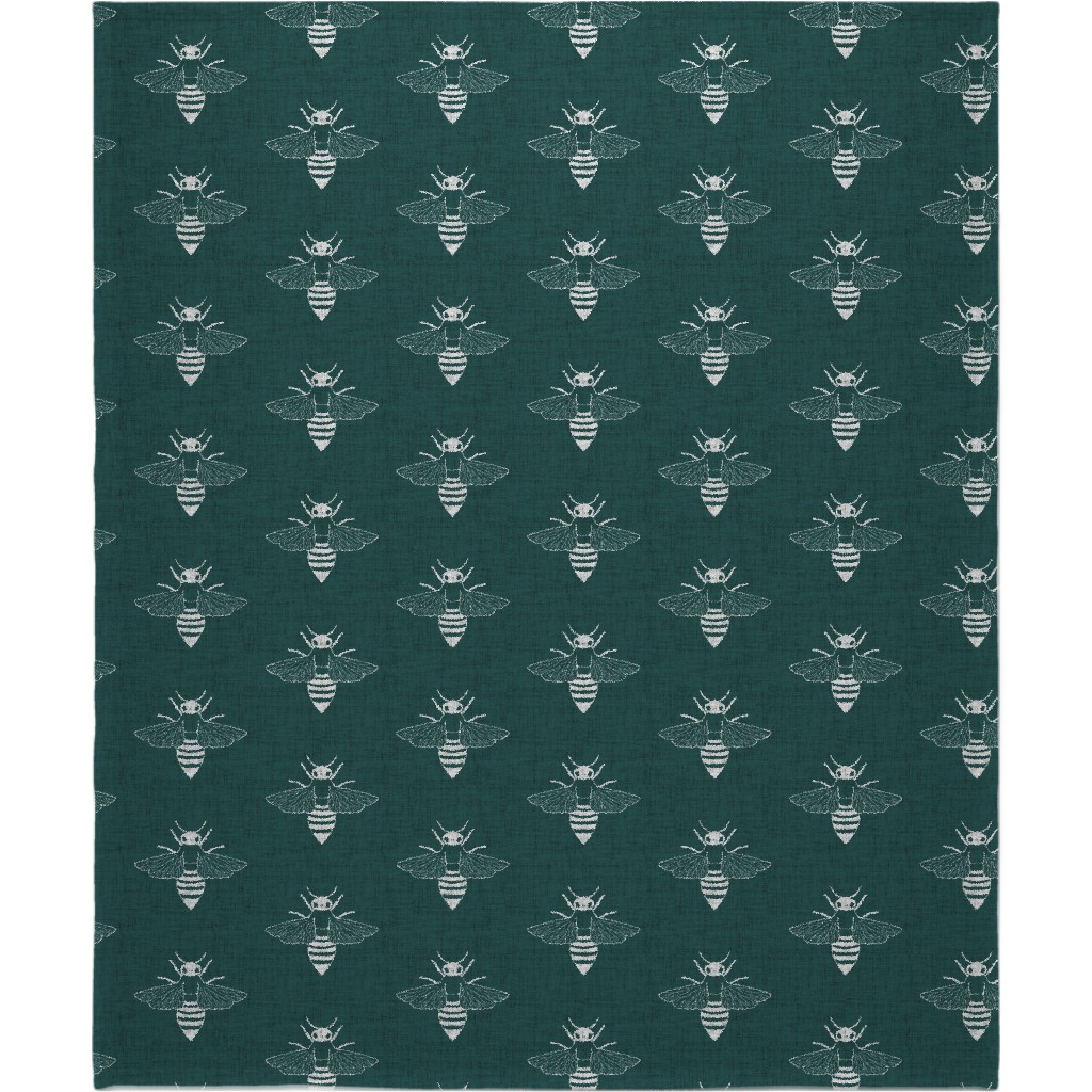 Bees - Green Blanket, Sherpa, 50x60, Green