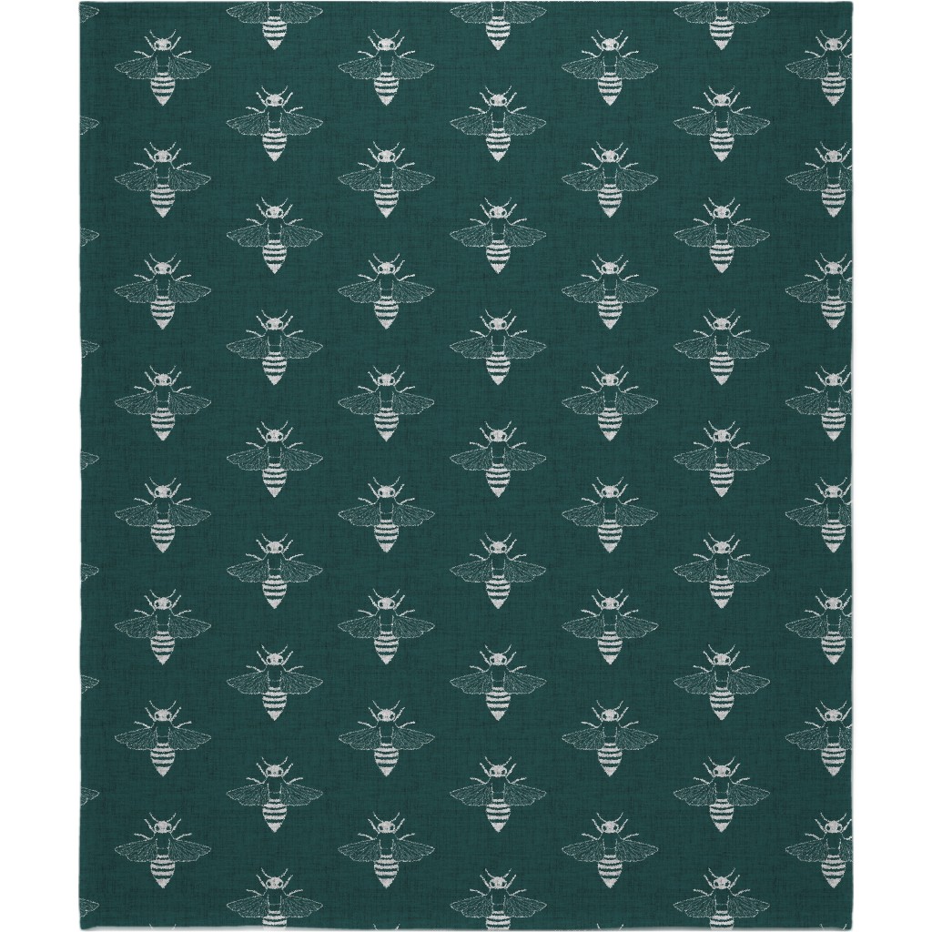 Bees - Green Blanket, Sherpa, 50x60, Green