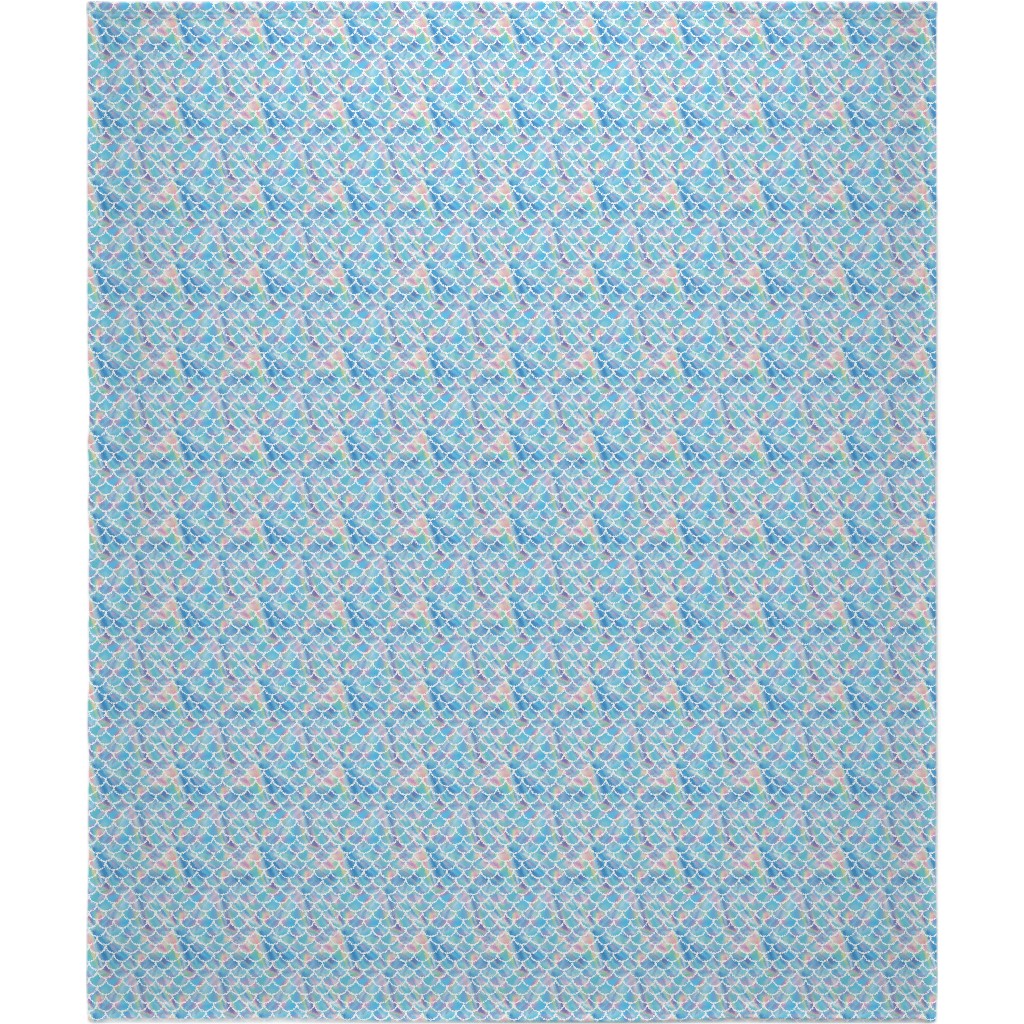 Mermaid Scales - Blue Blanket, Sherpa, 50x60, Blue