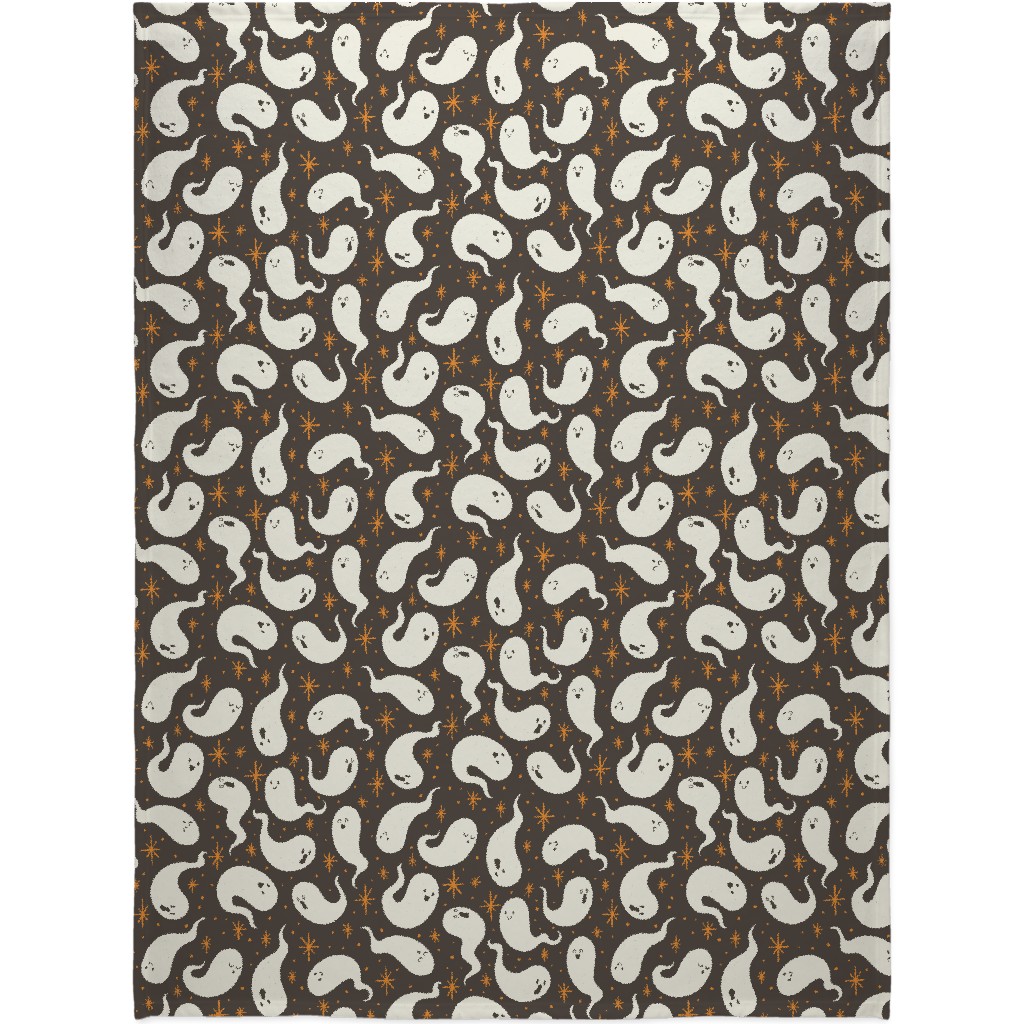 Friendly Ghosts - Black Blanket, Fleece, 60x80, Gray, Gray