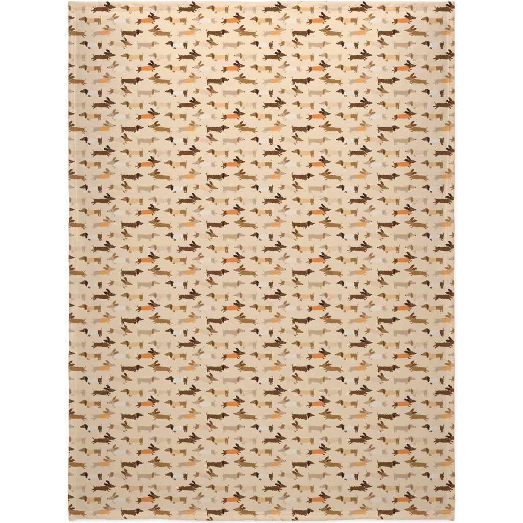 Daschunds Blanket, Fleece, 60x80, Beige, Sand
