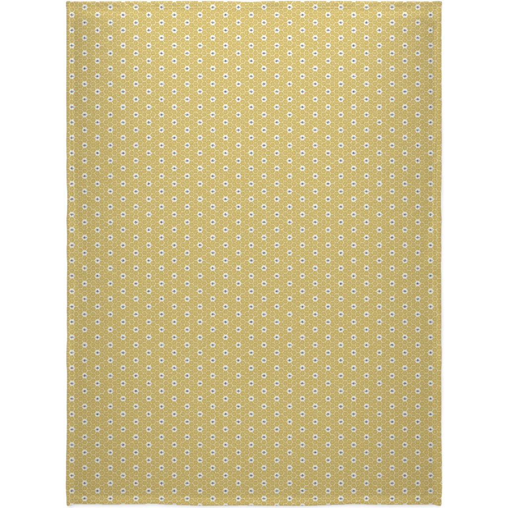 Bees Stitched Honeycomb - Gold Blanket, Fleece, 60x80, Yellow