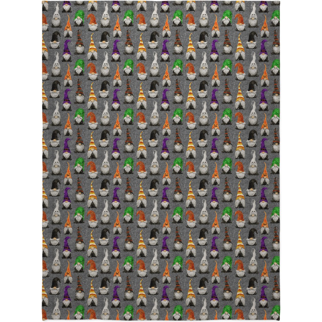 Halloween Gnomes - Grey Blanket, Fleece, 60x80, Multicolor