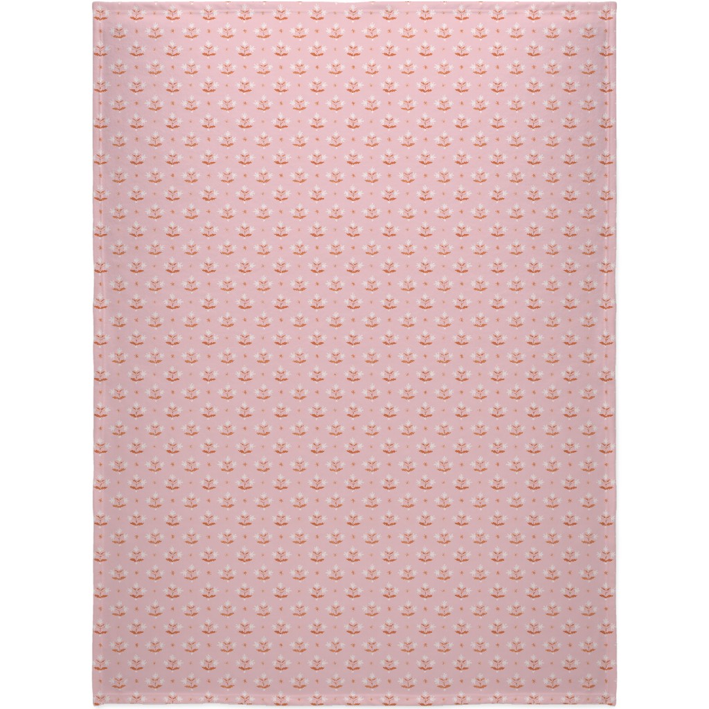 Thistle Stars - Pink and Orange Blanket, Fleece, 60x80, Pink