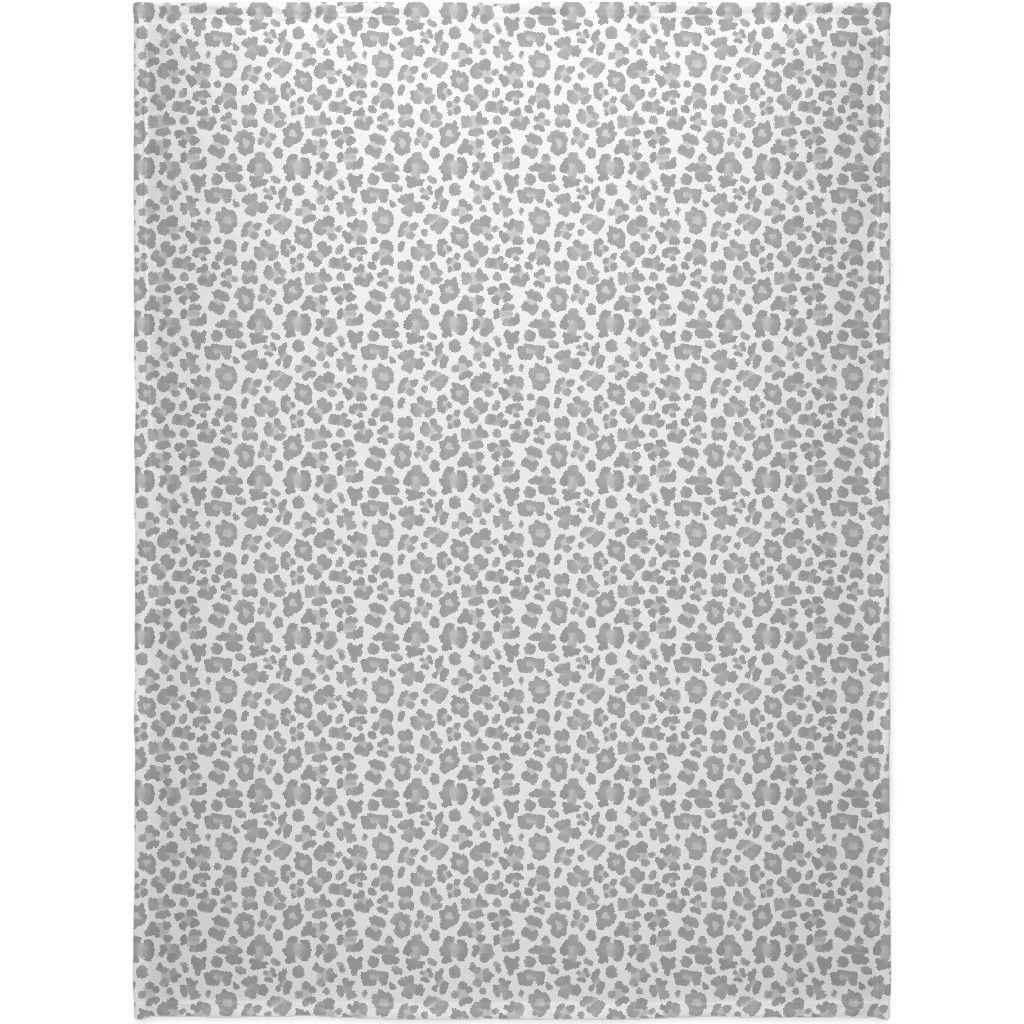 Light Grey Leopard Print Blanket, Fleece, 60x80, Gray