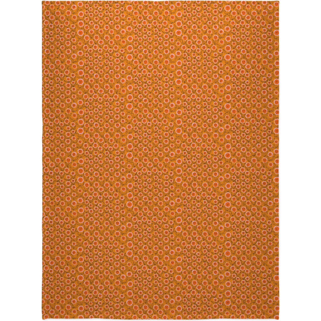 Happy Marigold Vine - Orange Blanket, Fleece, 60x80, Orange