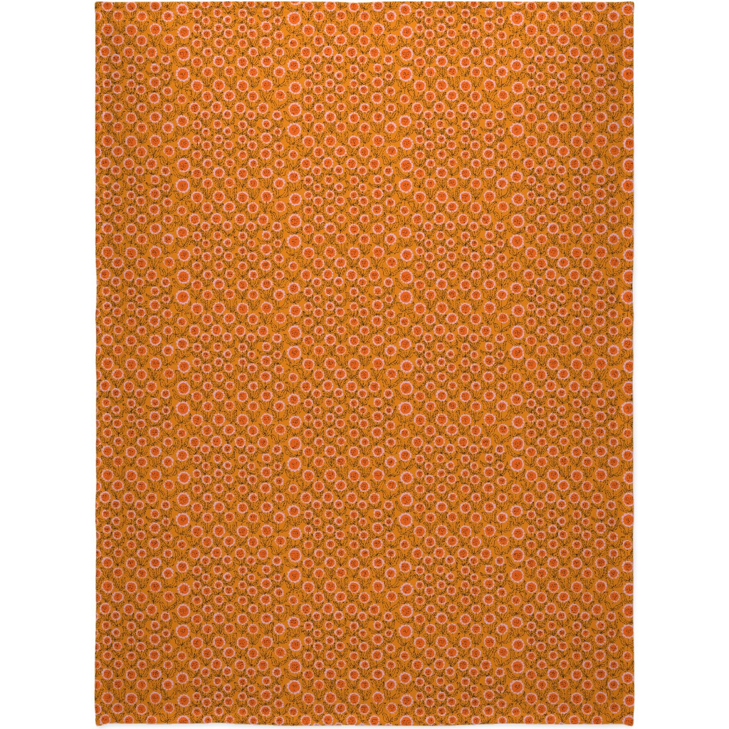 Happy Marigold Vine - Orange Blanket, Fleece, 60x80, Orange