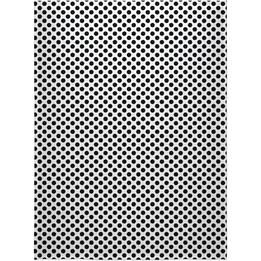 Polka Dot - Black and White Blanket, Fleece, 60x80, Black