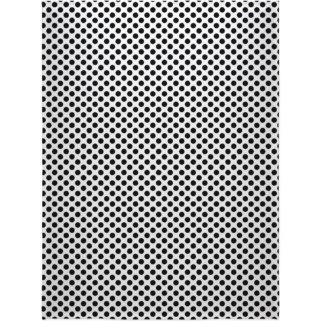 Polka Dot - Black and White Blanket, Fleece, 60x80, Black, Black