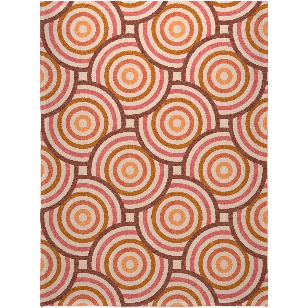 Retro Circles - Warm Blanket, Fleece, 60x80, Pink, Bright Pink