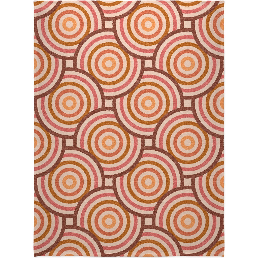 Retro Circles - Warm Blanket, Fleece, 60x80, Pink