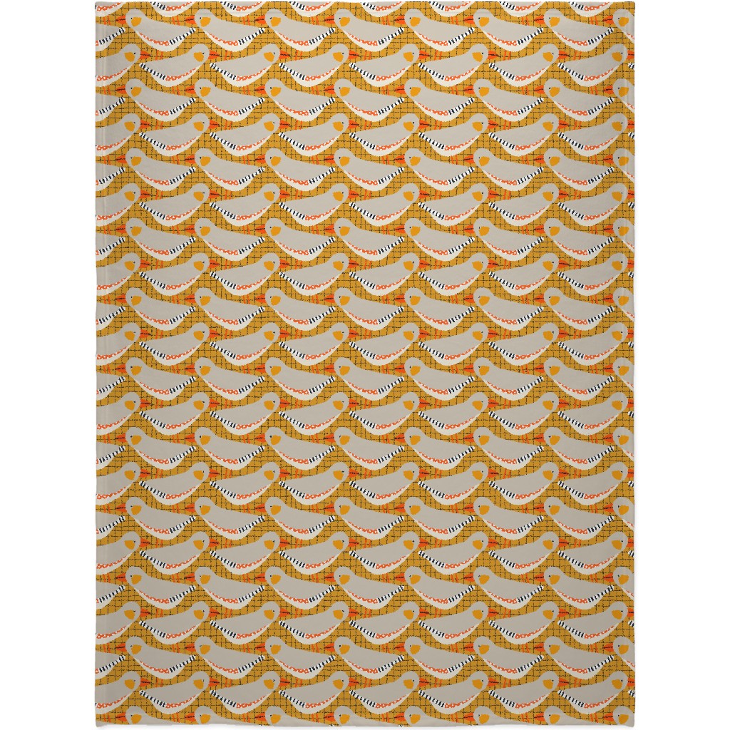 Zebra Finch - Gold Blanket, Fleece, 60x80, Orange