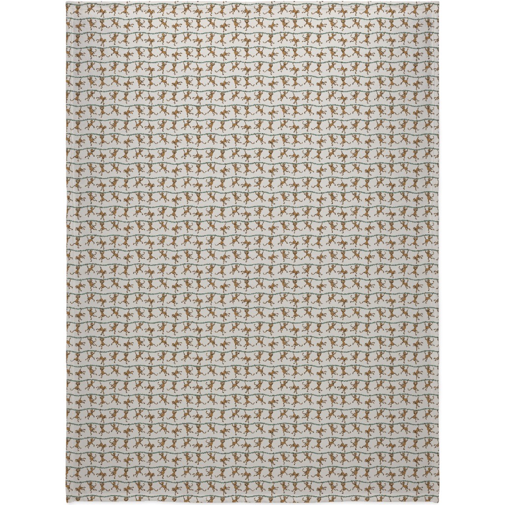 Swinging Monkeys Blanket, Fleece, 60x80, Beige, Stone