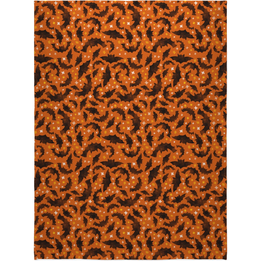 Bats & Sparkles Blanket, Fleece, 60x80, Orange
