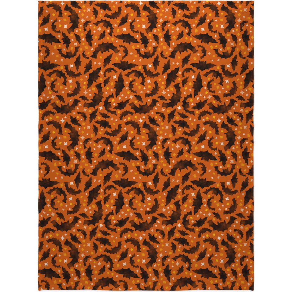 Bats & Sparkles Blanket, Fleece, 60x80, Orange