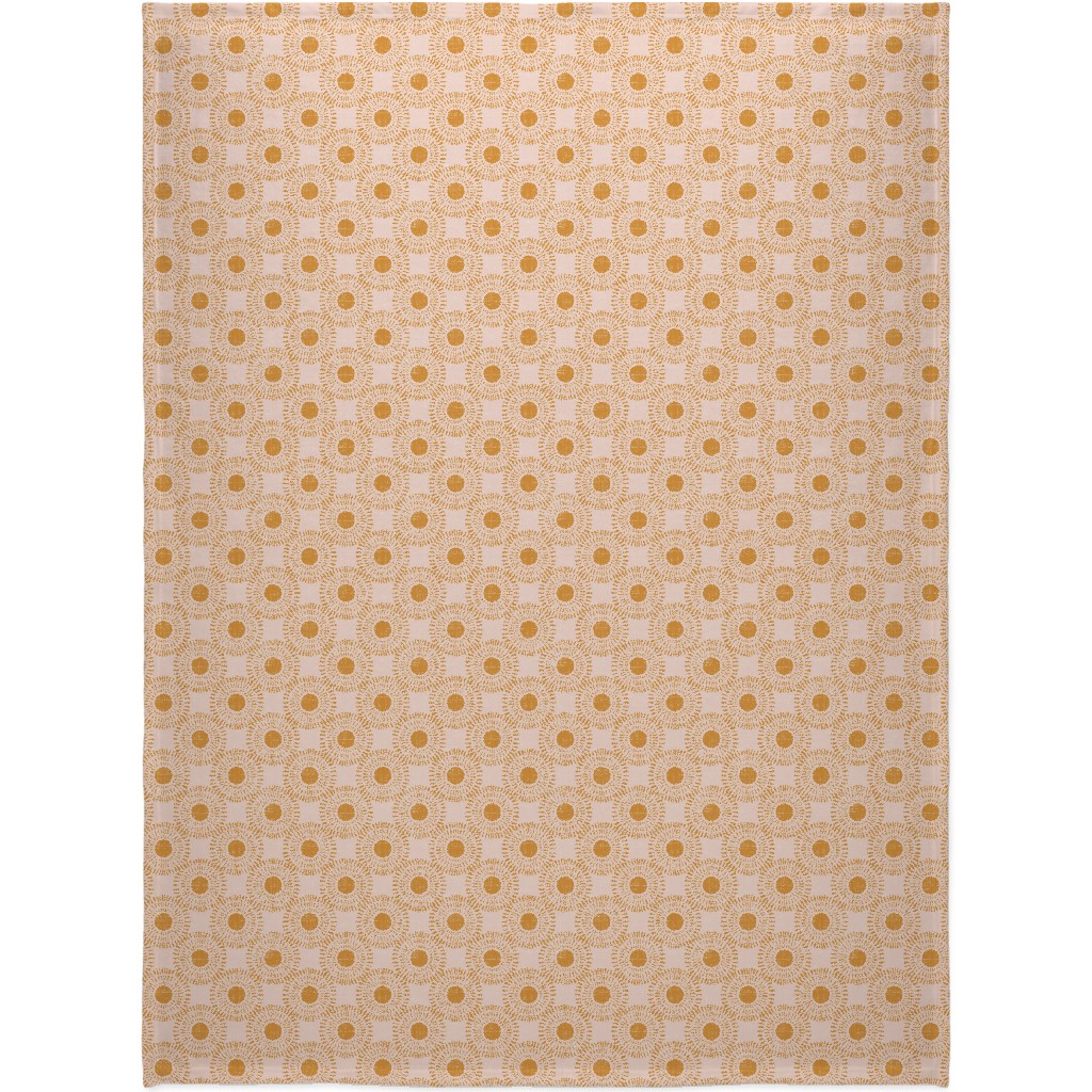 Sunburst - Pale Pink and Burnt Orange Blanket, Fleece, 60x80, Pink, Bright Pink