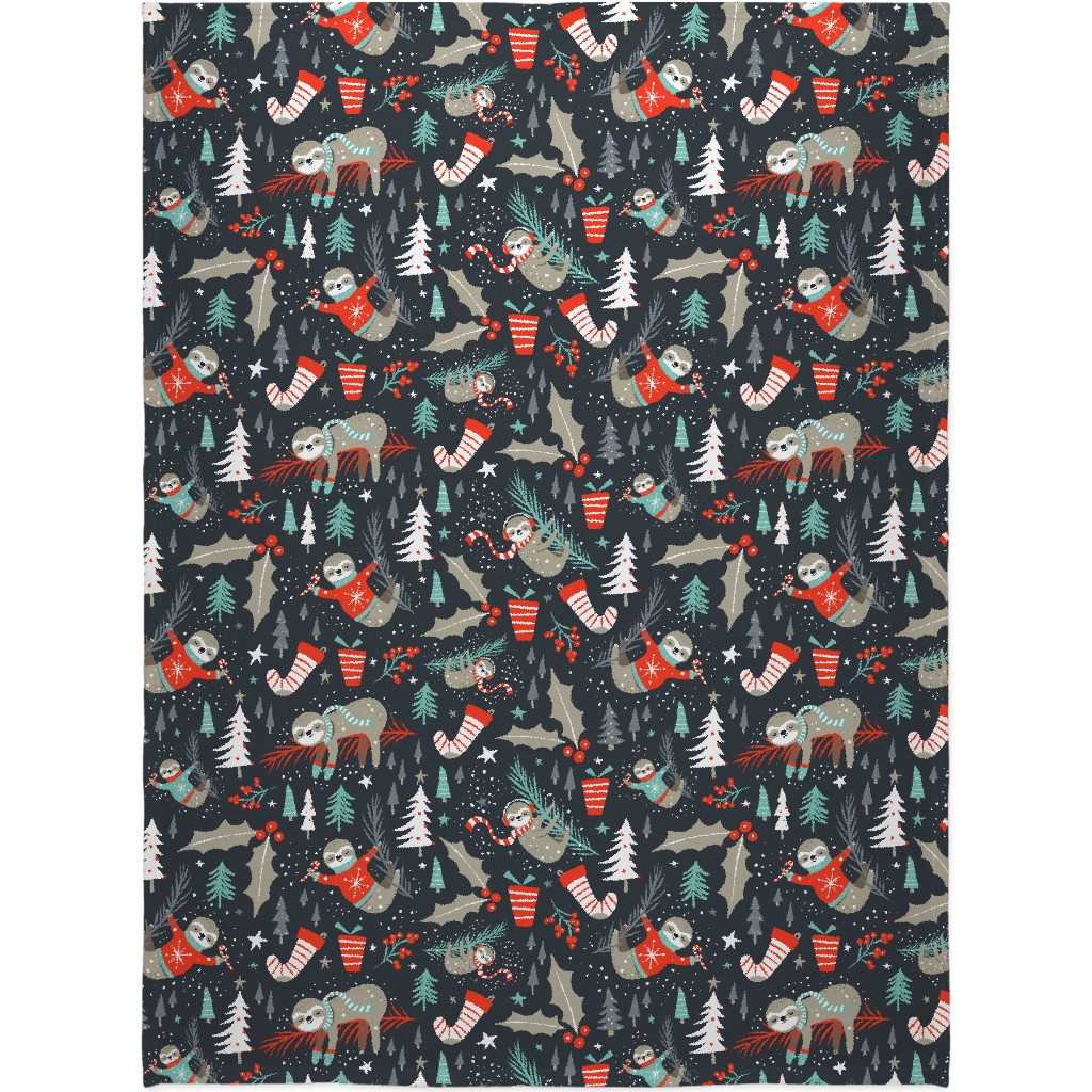 Slothy Holidays Blanket, Fleece, 60x80, Multicolor