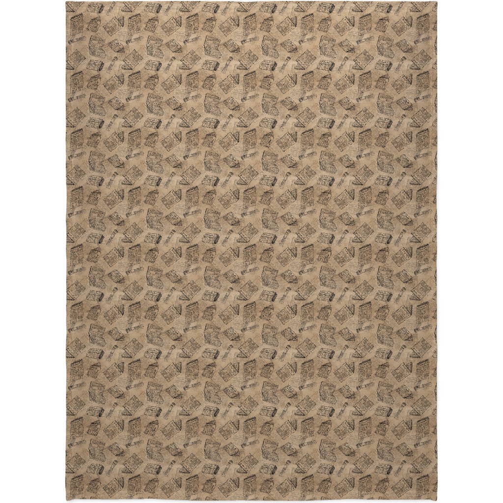 Newsprint Blanket, Fleece, 60x80, Brown