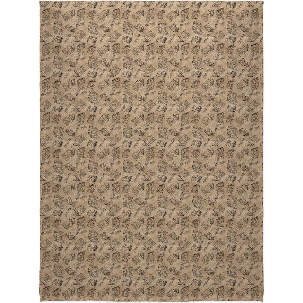 Newsprint Blanket, Fleece, 60x80, Brown, Morning Latte