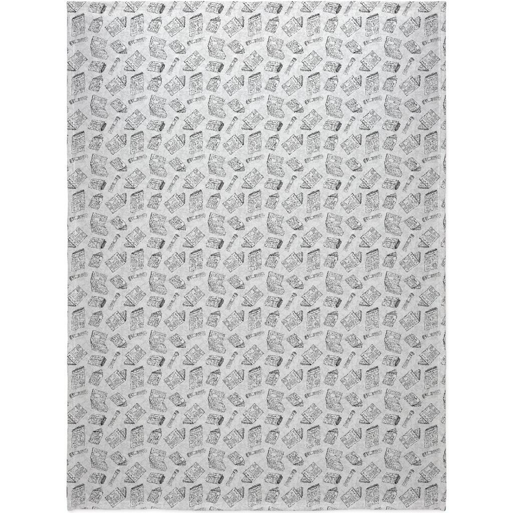 Newsprint Blanket, Fleece, 60x80, White