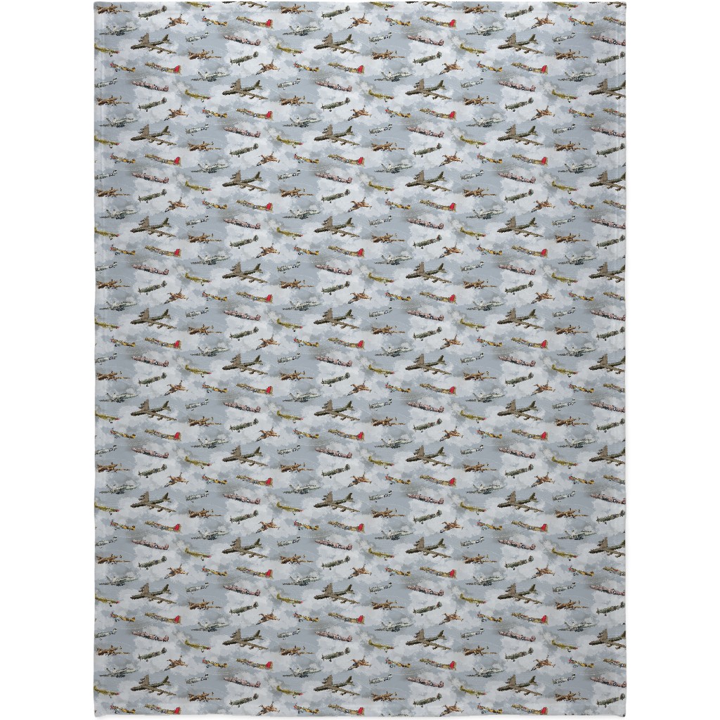 Military Planes Blanket, Fleece, 60x80, Gray