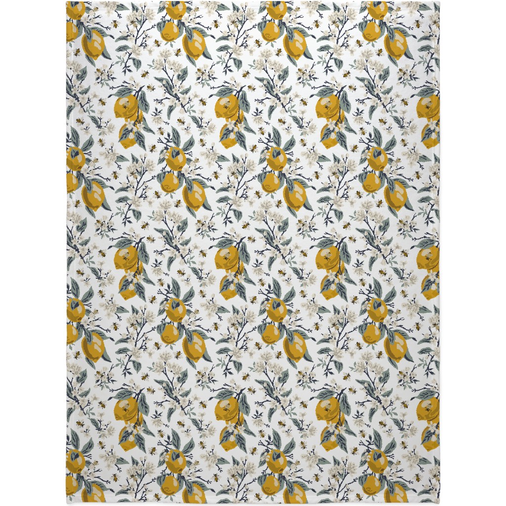Bees & Lemons Blanket, Fleece, 60x80, Yellow