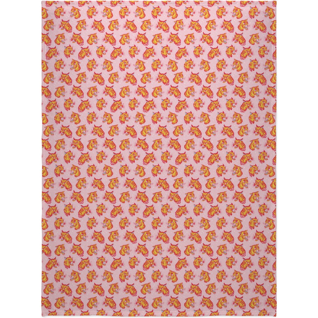 Tigerpop - Orange and Pink Blanket, Fleece, 60x80, Pink, Bright Pink