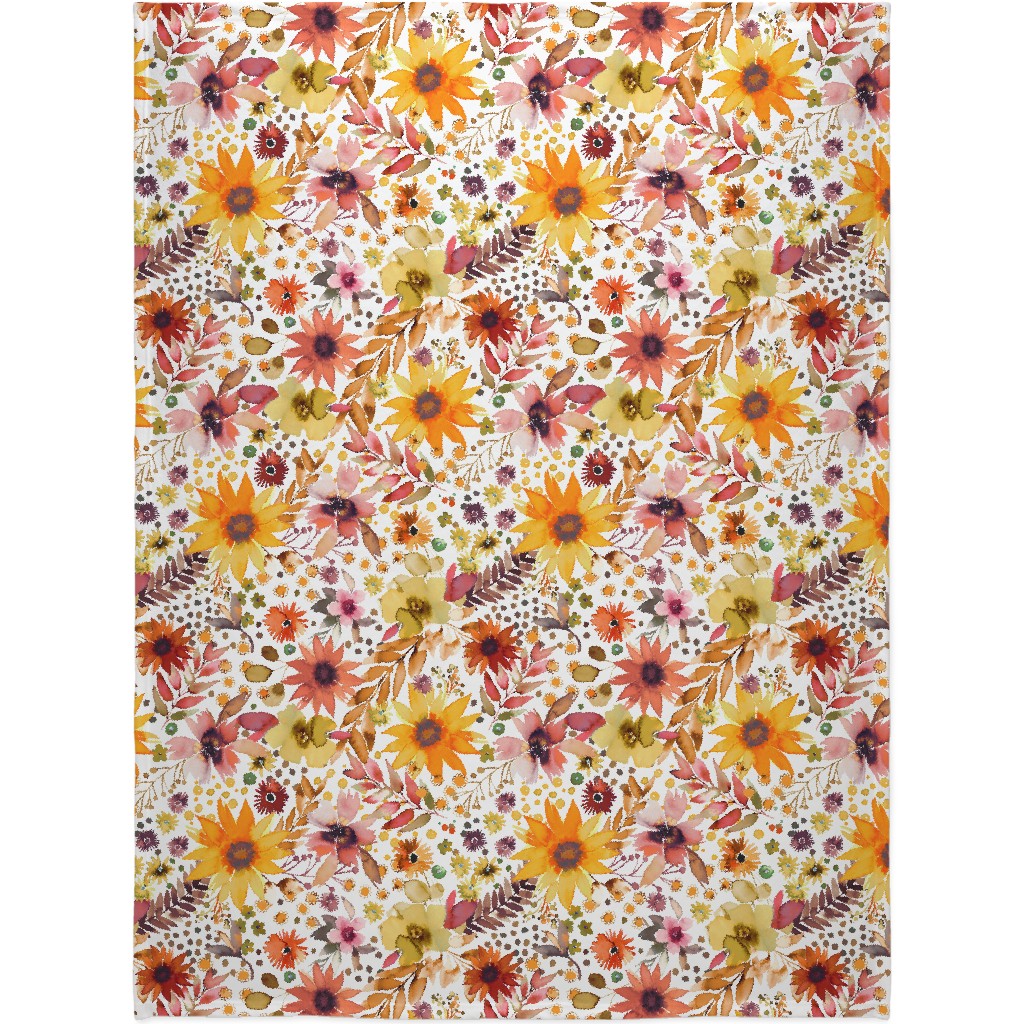 Big Sunflowers - Goldenrod Yellow Blanket, Fleece, 60x80, Orange