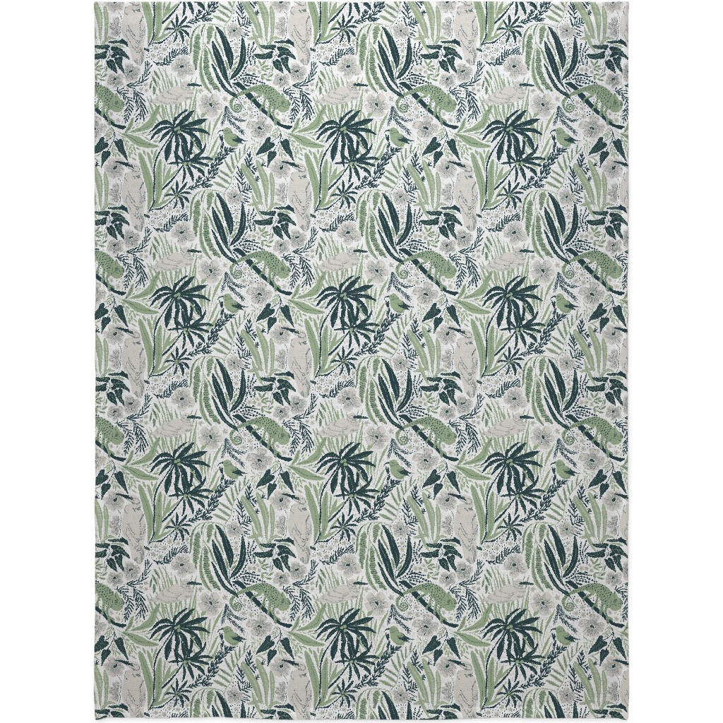 Tropical Hawaiian Dreams Blanket, Fleece, 60x80, Green, Smoke