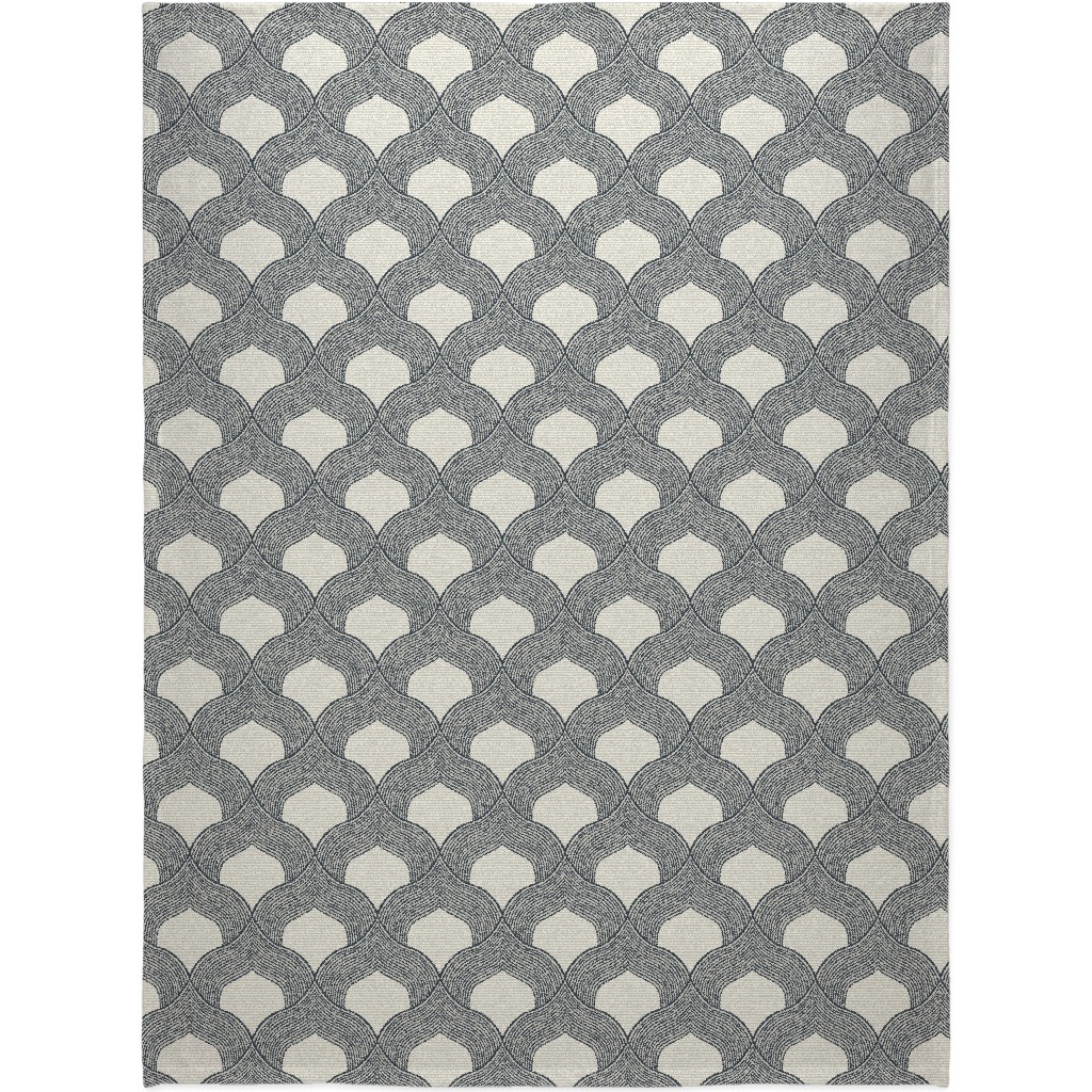 Plymouth - Navy & Beige Blanket, Fleece, 60x80, Beige, Pearl