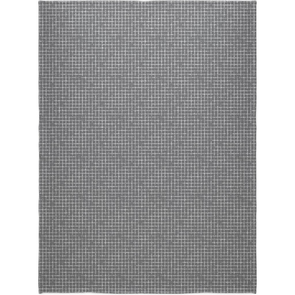 Minimalist Distorted Grid Blanket, Fleece, 60x80, Gray