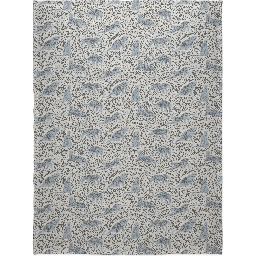 Jungle Cat Blanket, Fleece, 60x80, Gray, Smoke