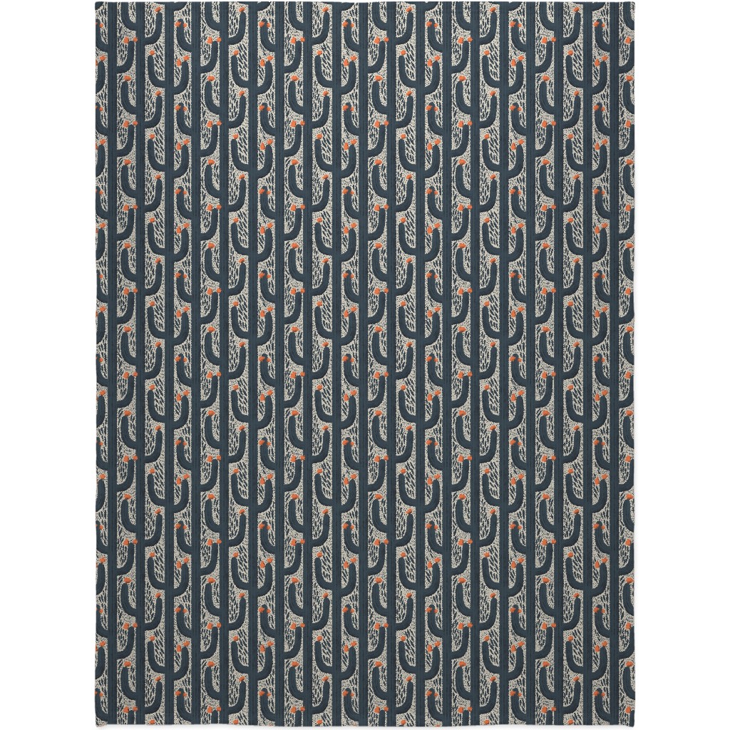 Wyatt - Cactus - Navy Blanket, Fleece, 60x80, Blue, True Blue