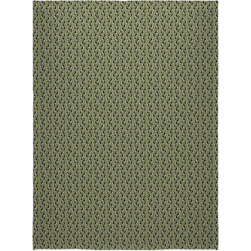 Little Puffin Friends Blanket, Fleece, 60x80, Green, Rosemary