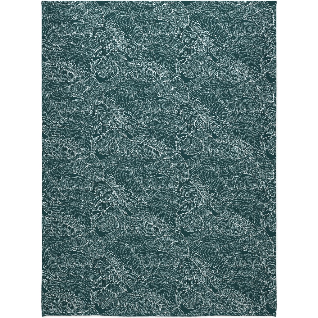 Banana Leaf - Teal Blanket, Fleece, 60x80, Green