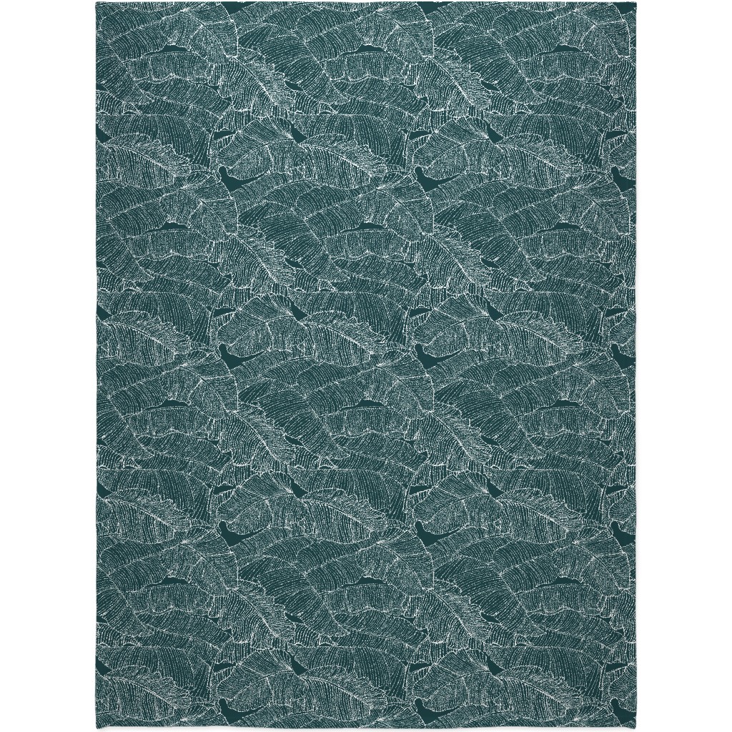 Banana Leaf - Teal Blanket, Fleece, 60x80, Green, Classic Green