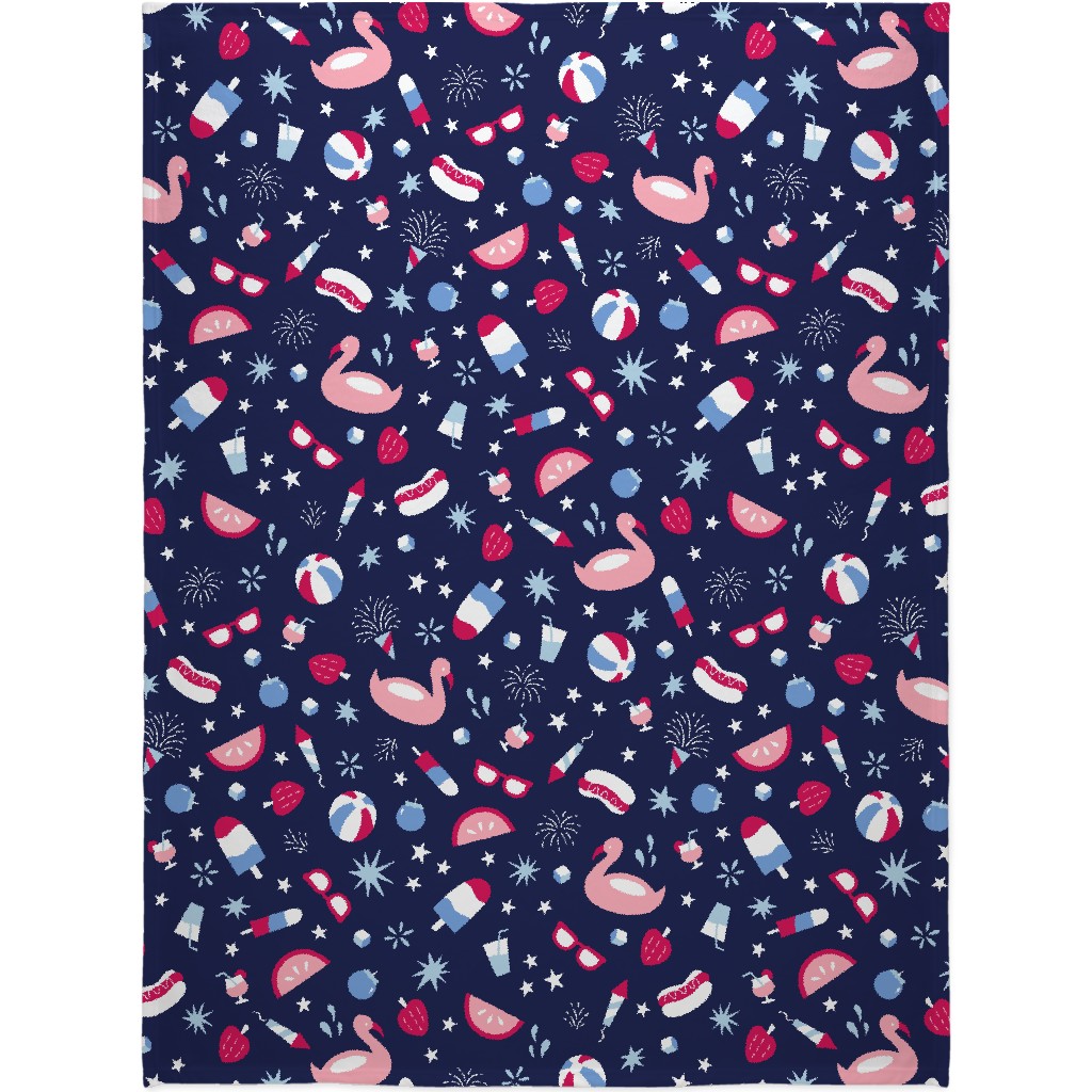 Patriotic Summer - Red, White and Blue Blanket, Fleece, 60x80, Multicolor