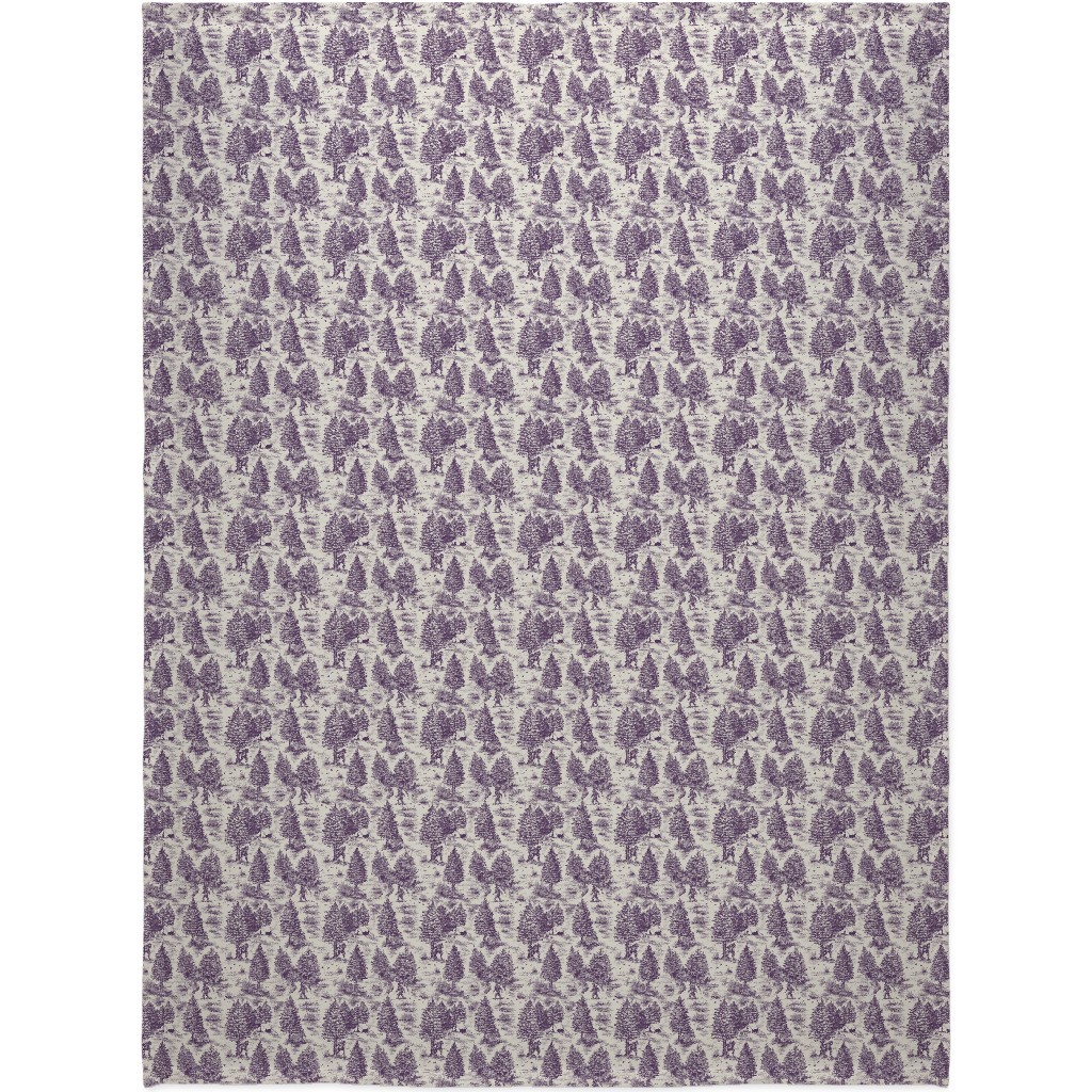 Bigfoot Sasquatch Toile De Jouy Blanket, Fleece, 60x80, Purple, Crystal Ball
