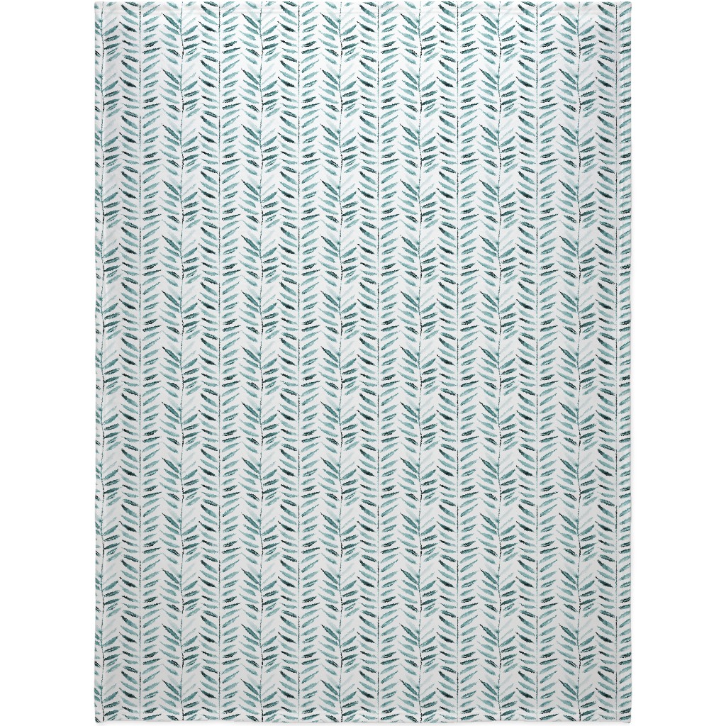 Leaves Herringbone - Watercolor Nature - Emerald Blanket, Fleece, 60x80, Green, Classic Green