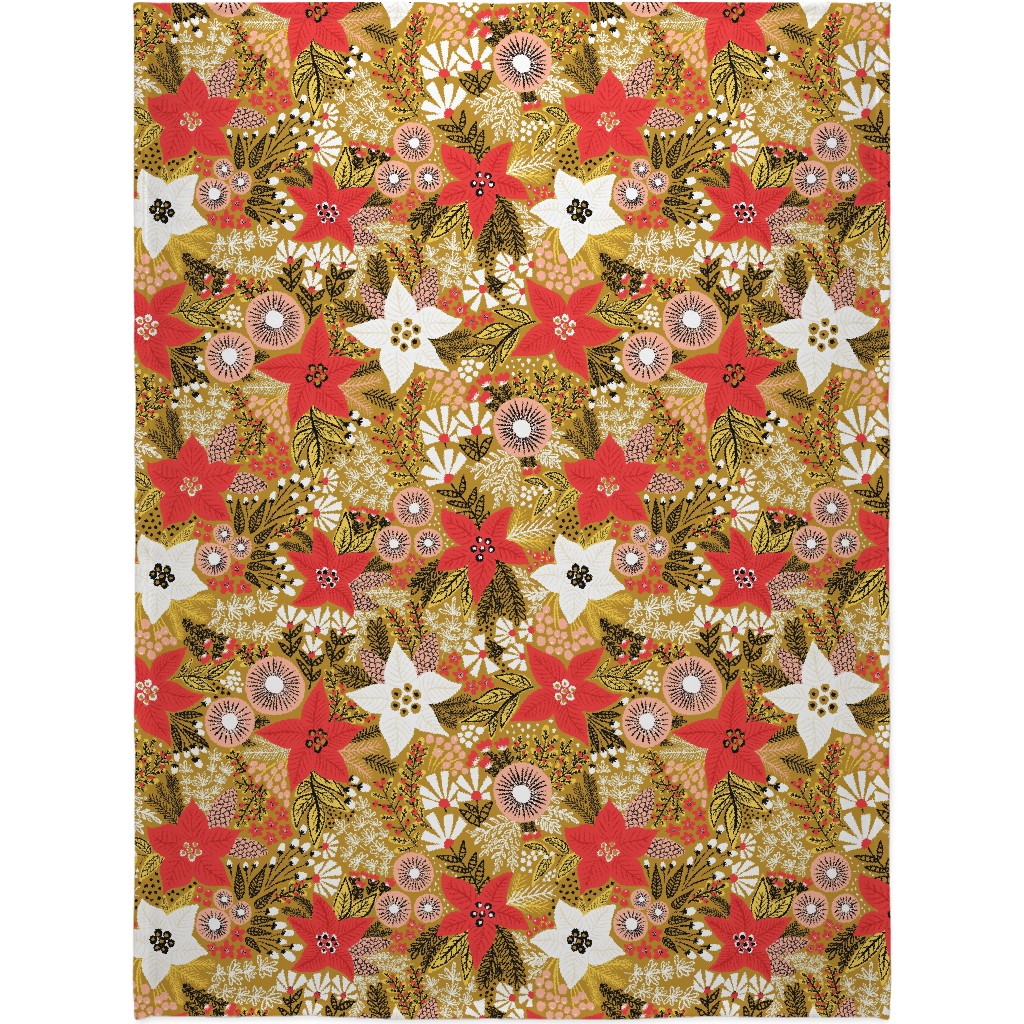 Poinsettia Christmas Flower - Multi Blanket, Fleece, 60x80, Multicolor