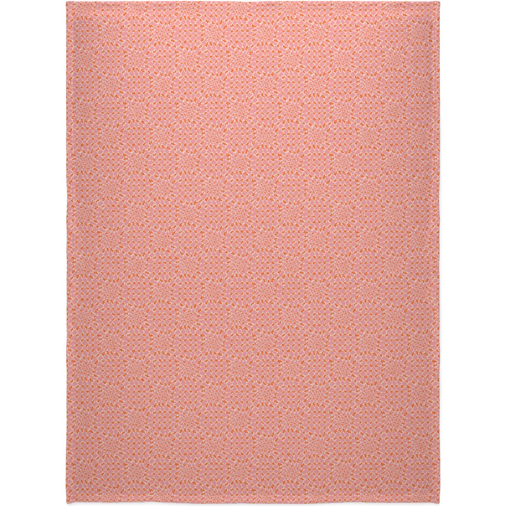 Trippy Checker - Floral - Pink and Orange Blanket, Fleece, 60x80, Pink