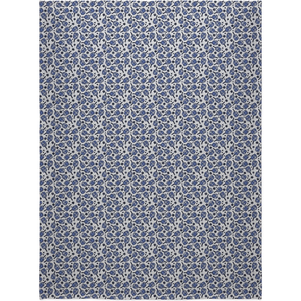 Pickleball Paddles - Blue and Gray Blanket, Fleece, 60x80, Blue