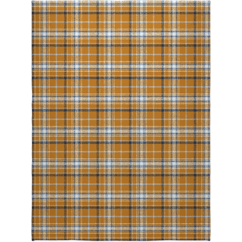 Desert Sun Plaid Blanket, Fleece, 60x80, Orange, Orange