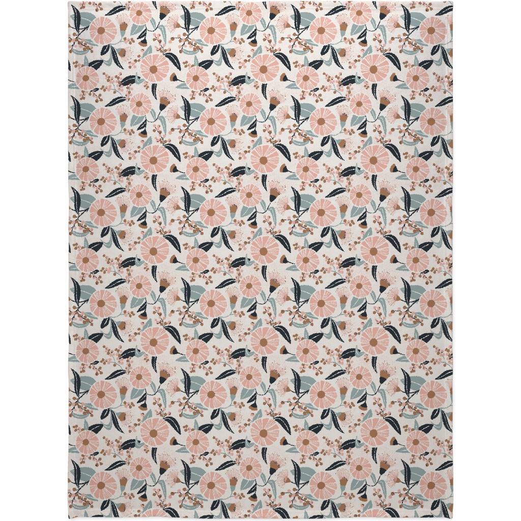 Madelyn Botanical Floral - Pink Blanket, Fleece, 60x80, Pink, Bright Pink