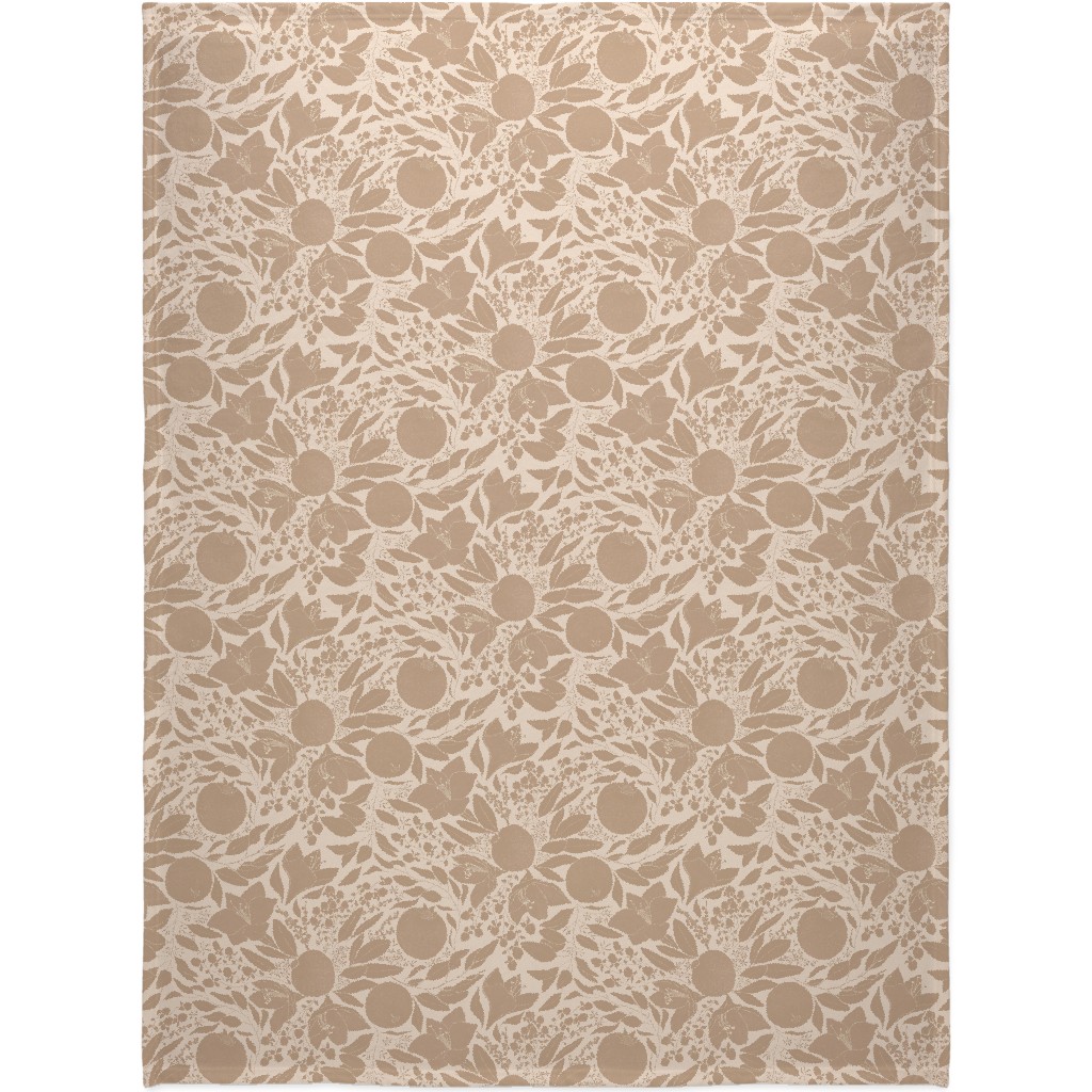 Winter Florals - Neutral Blanket, Fleece, 60x80, Beige