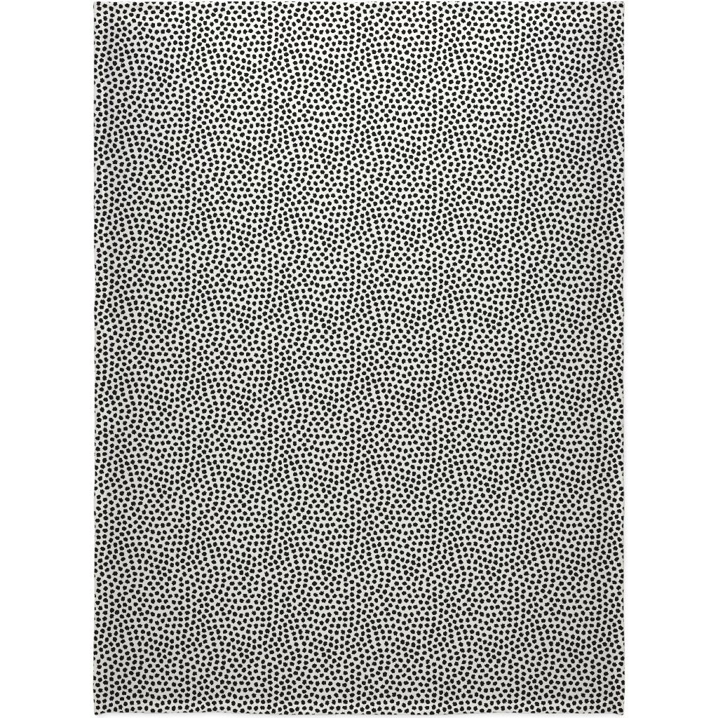 Dots - Black and White Blanket, Fleece, 60x80, White